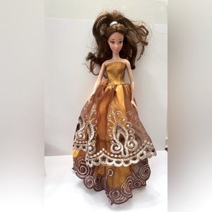 Vintage, Disney Princess in Elegant Golden Brown Gown